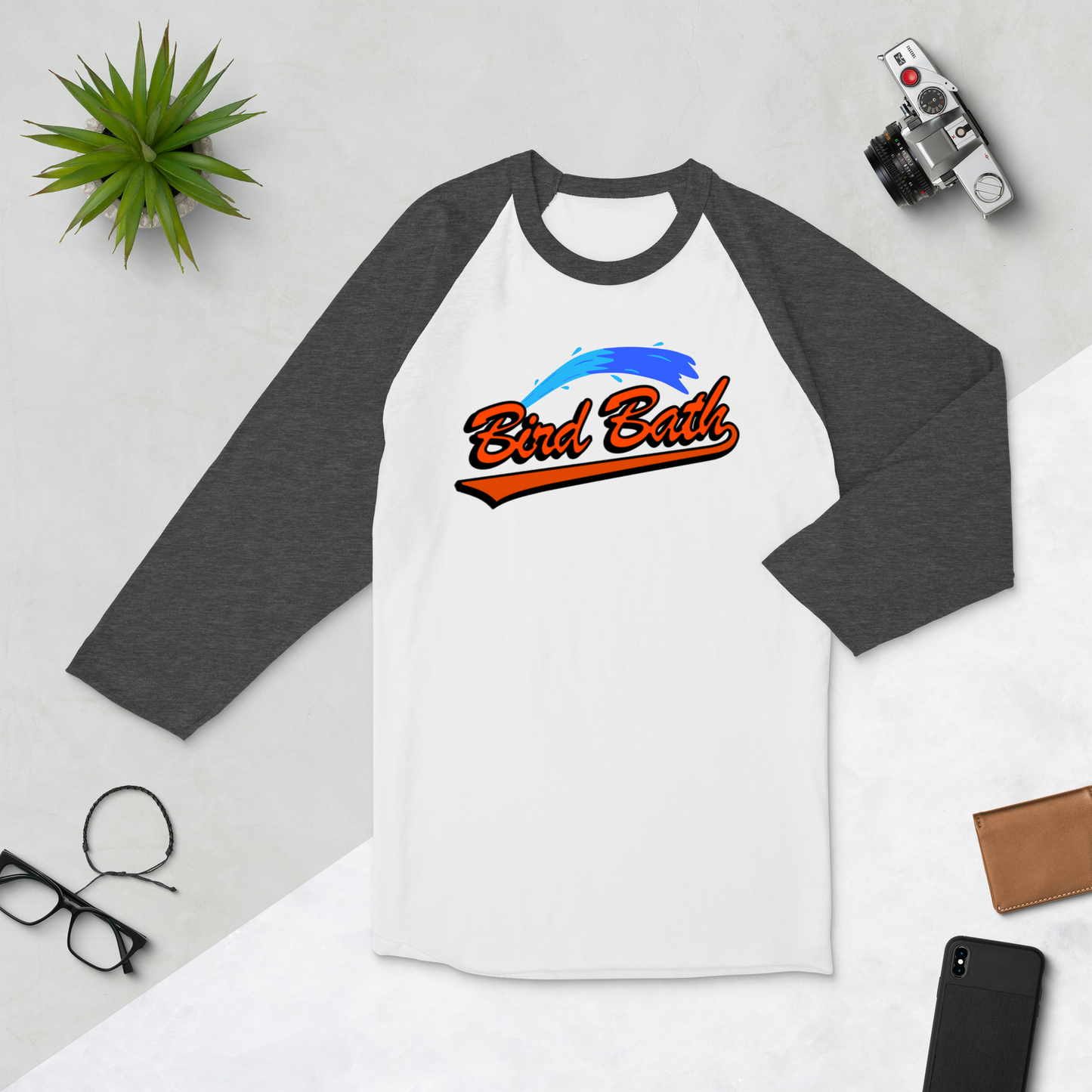 Bird Bath Water Splash Baseball T-shirt - Unisex