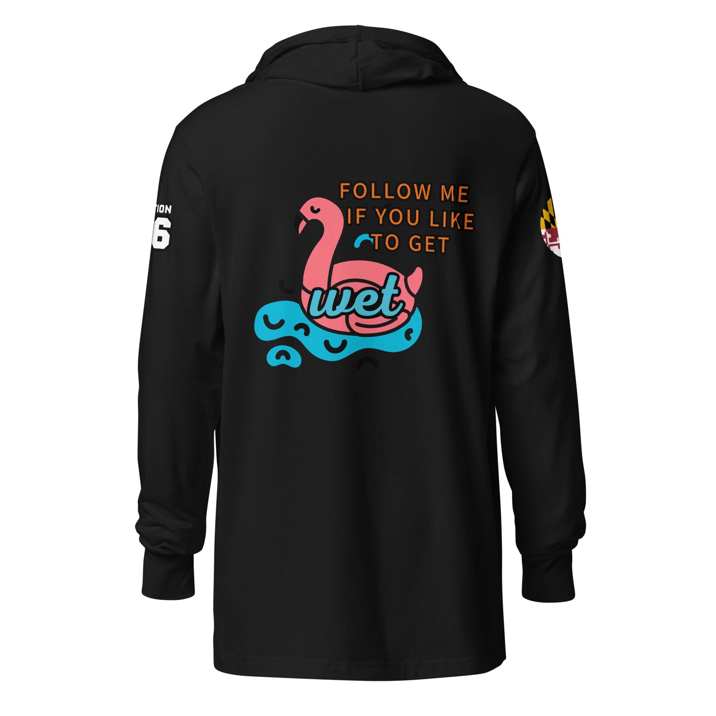 Hooded long-sleeve tee w/ Flamingo back
