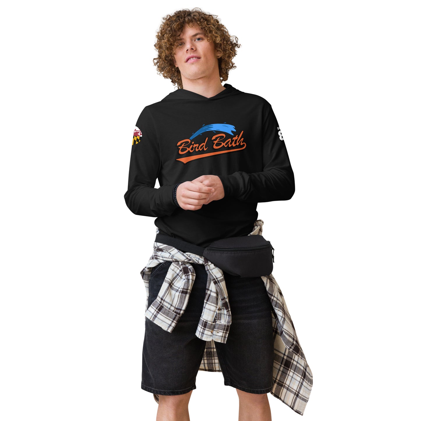 Hooded long-sleeve tee w/ Flamingo back