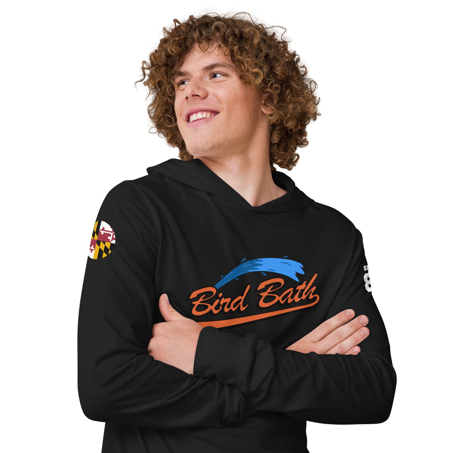 Hooded long-sleeve tee w/ Flamingo back