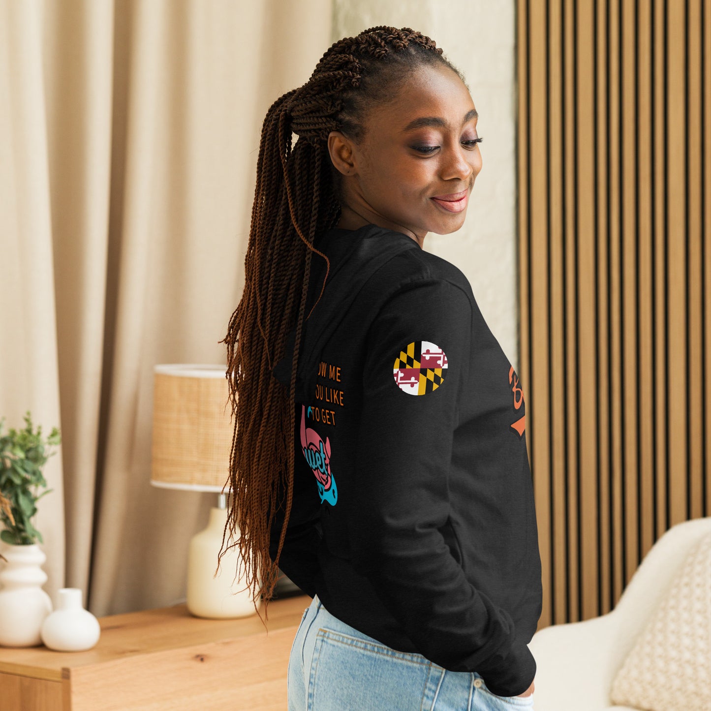 Hooded long-sleeve tee w/ Flamingo back
