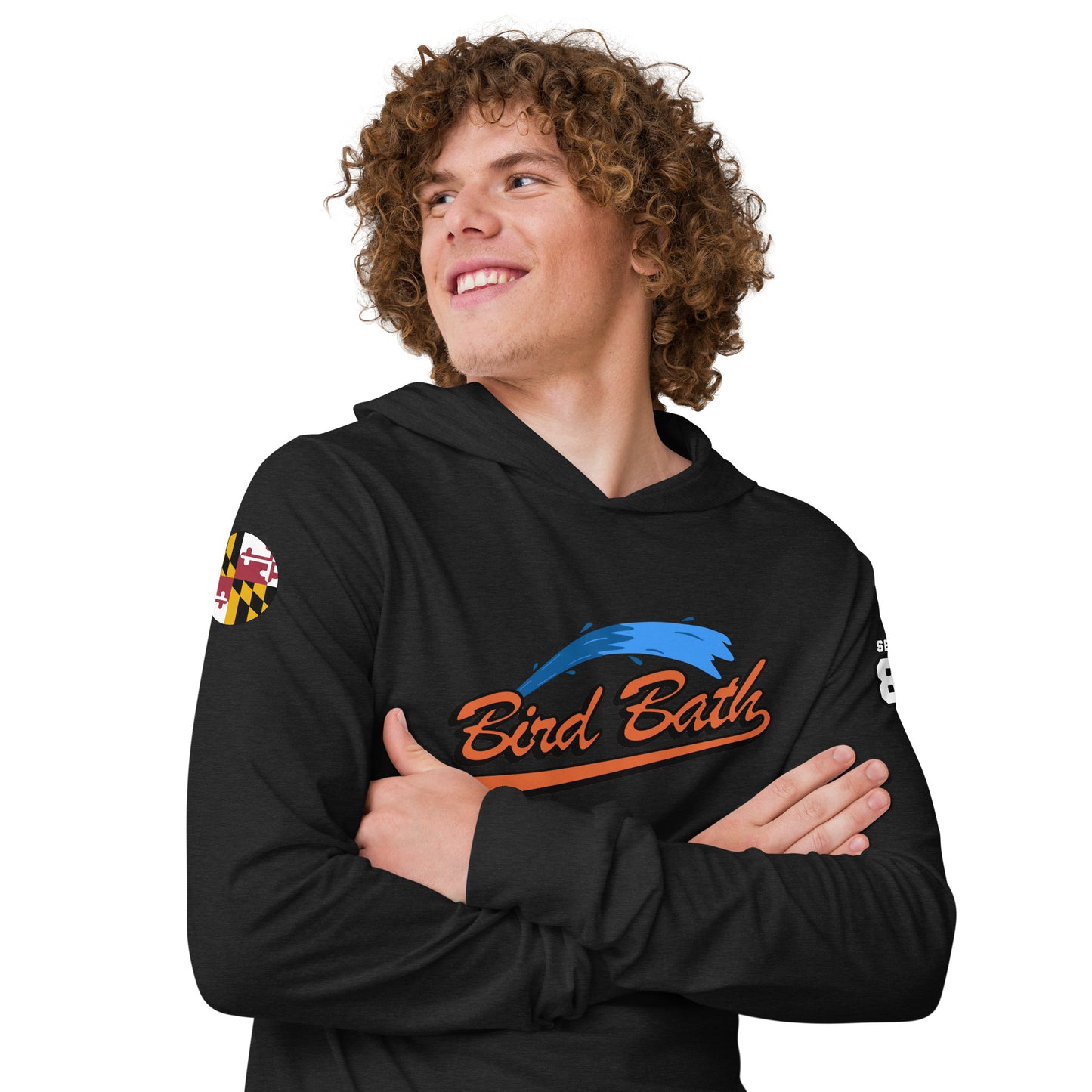 Hooded long-sleeve tee w/ Flamingo back