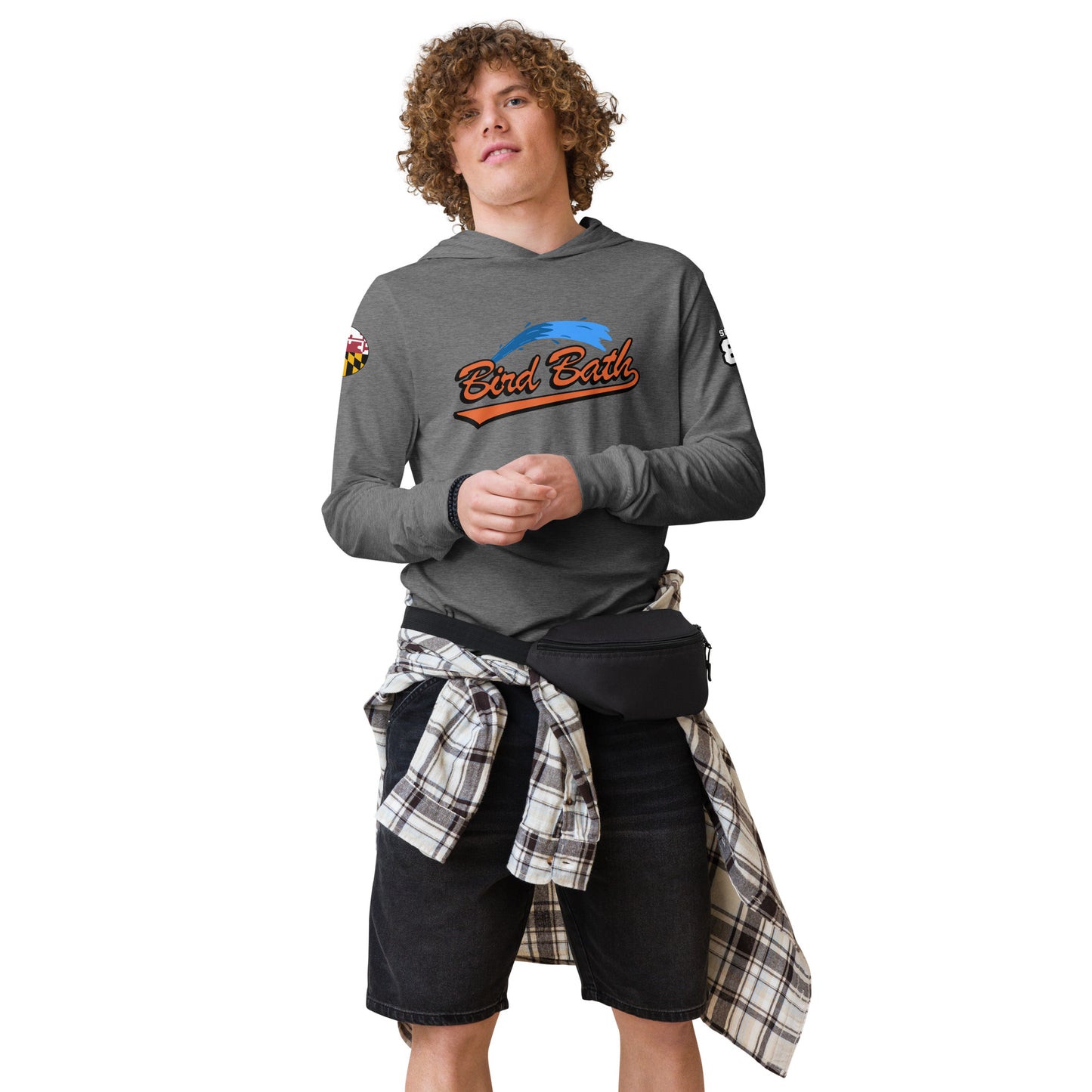 Hooded long-sleeve tee w/ Flamingo back