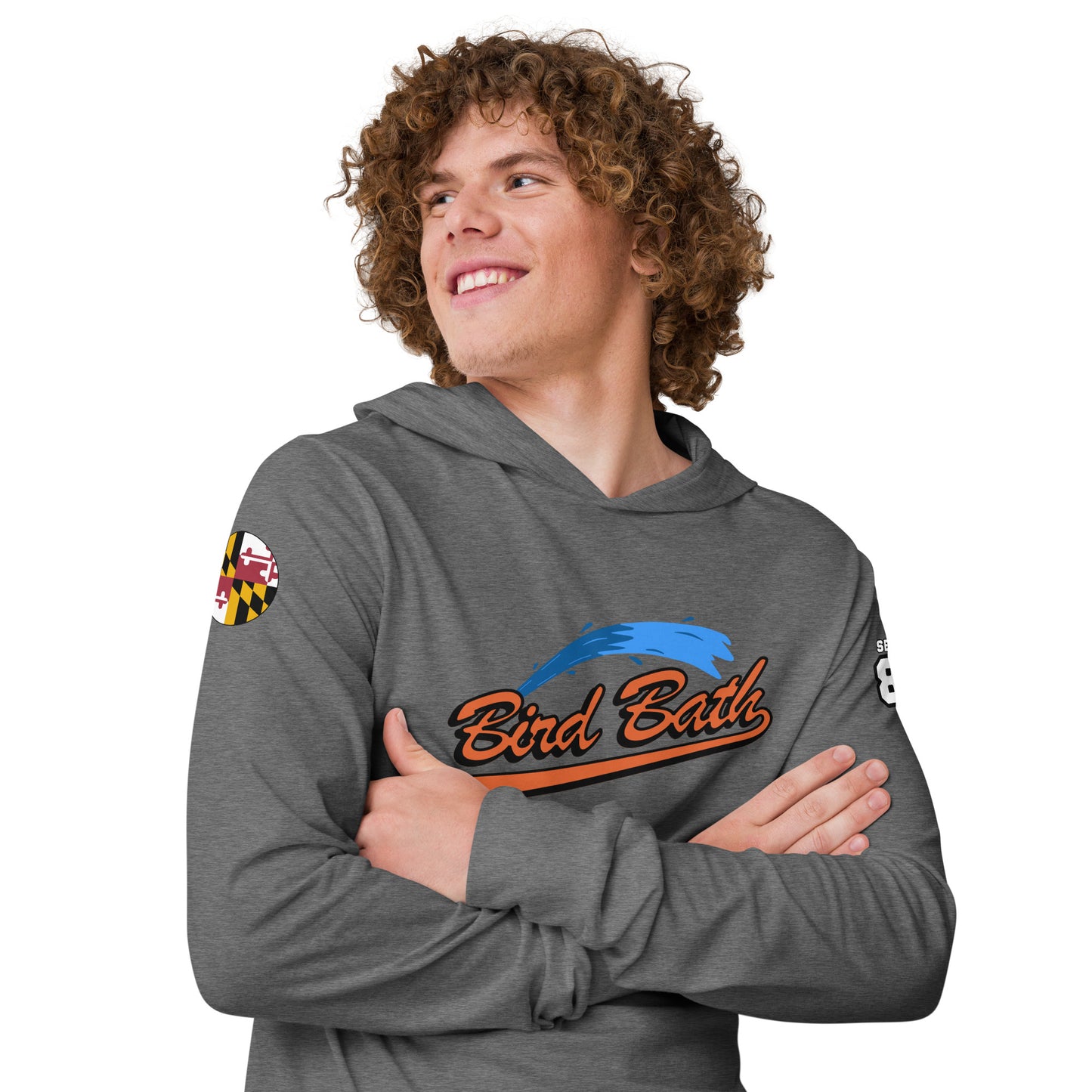 Hooded long-sleeve tee w/ Flamingo back