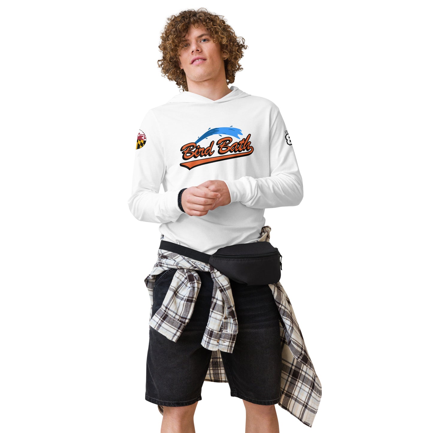 Hooded long-sleeve tee w/ Flamingo back