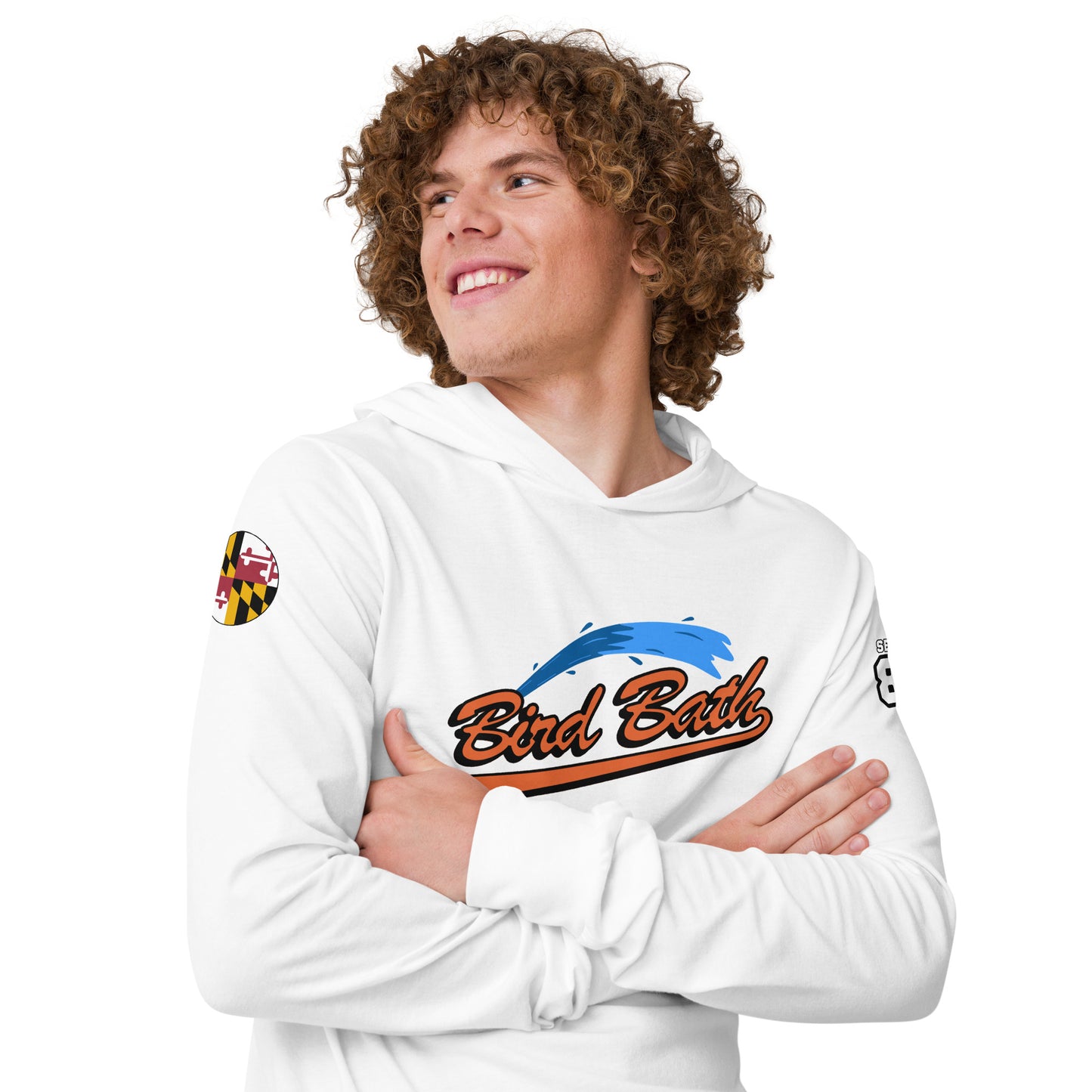 Hooded long-sleeve tee w/ Flamingo back