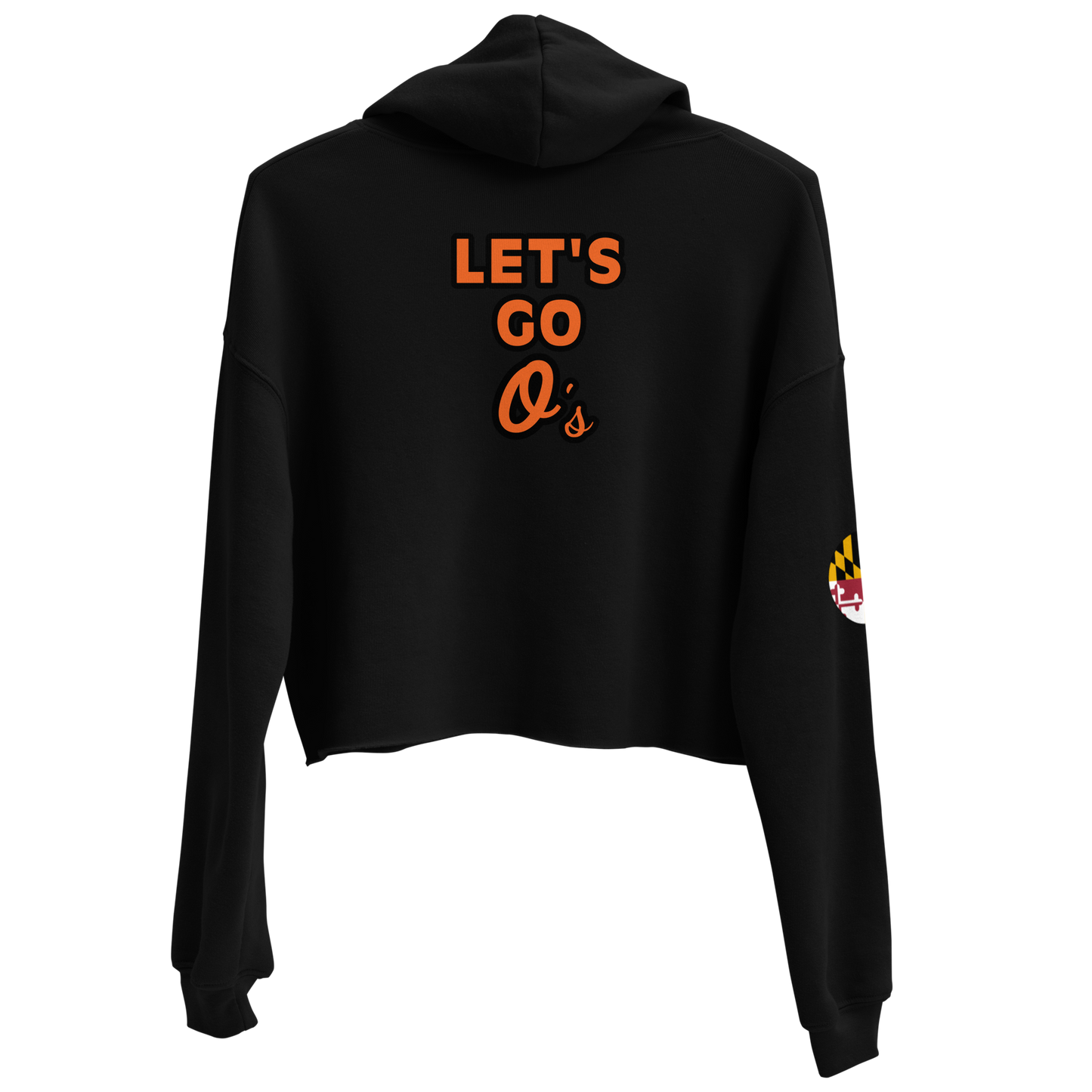 Bird Bath Crop Hoodie, w/ MD Flag Patch and Back Motto