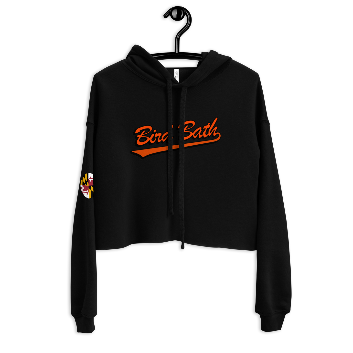 Bird Bath Crop Hoodie, w/ MD Flag Patch and Back Motto