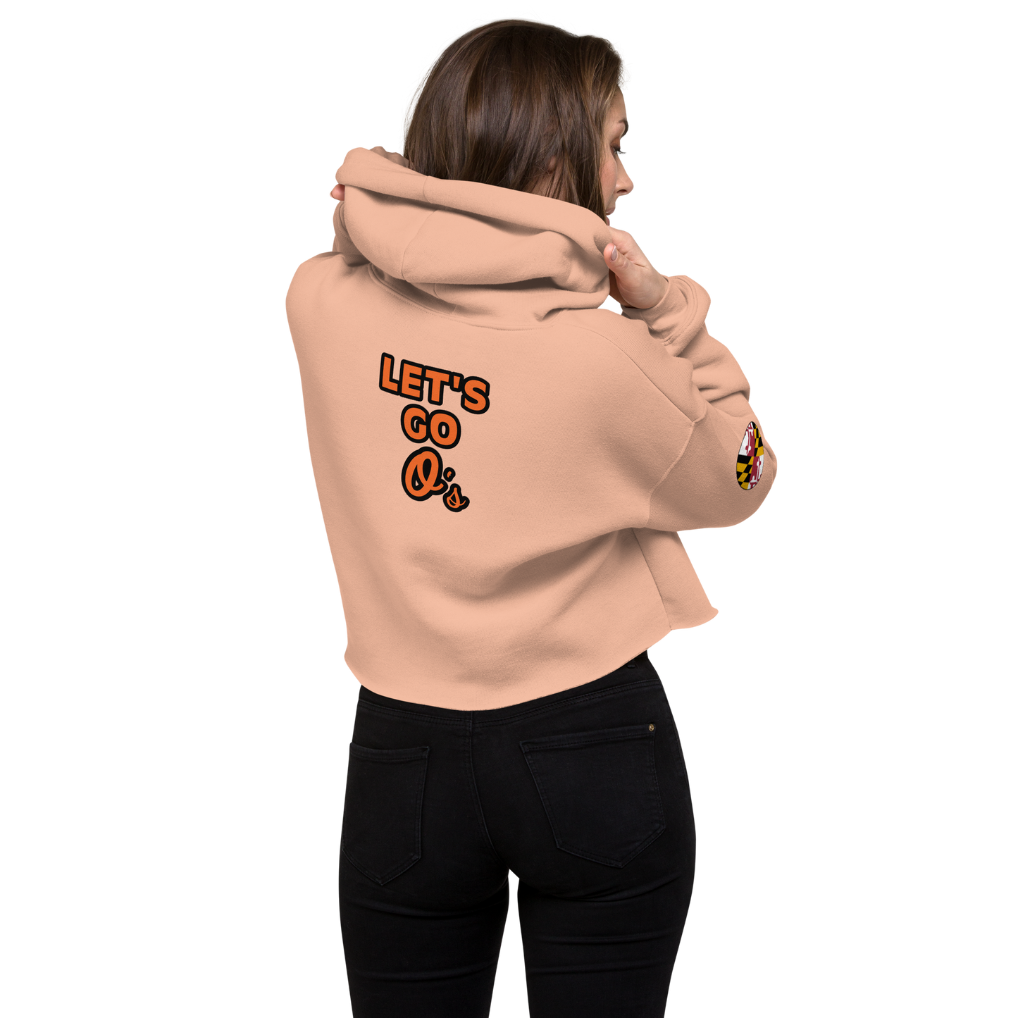 Bird Bath Crop Hoodie, w/ MD Flag Patch and Back Motto