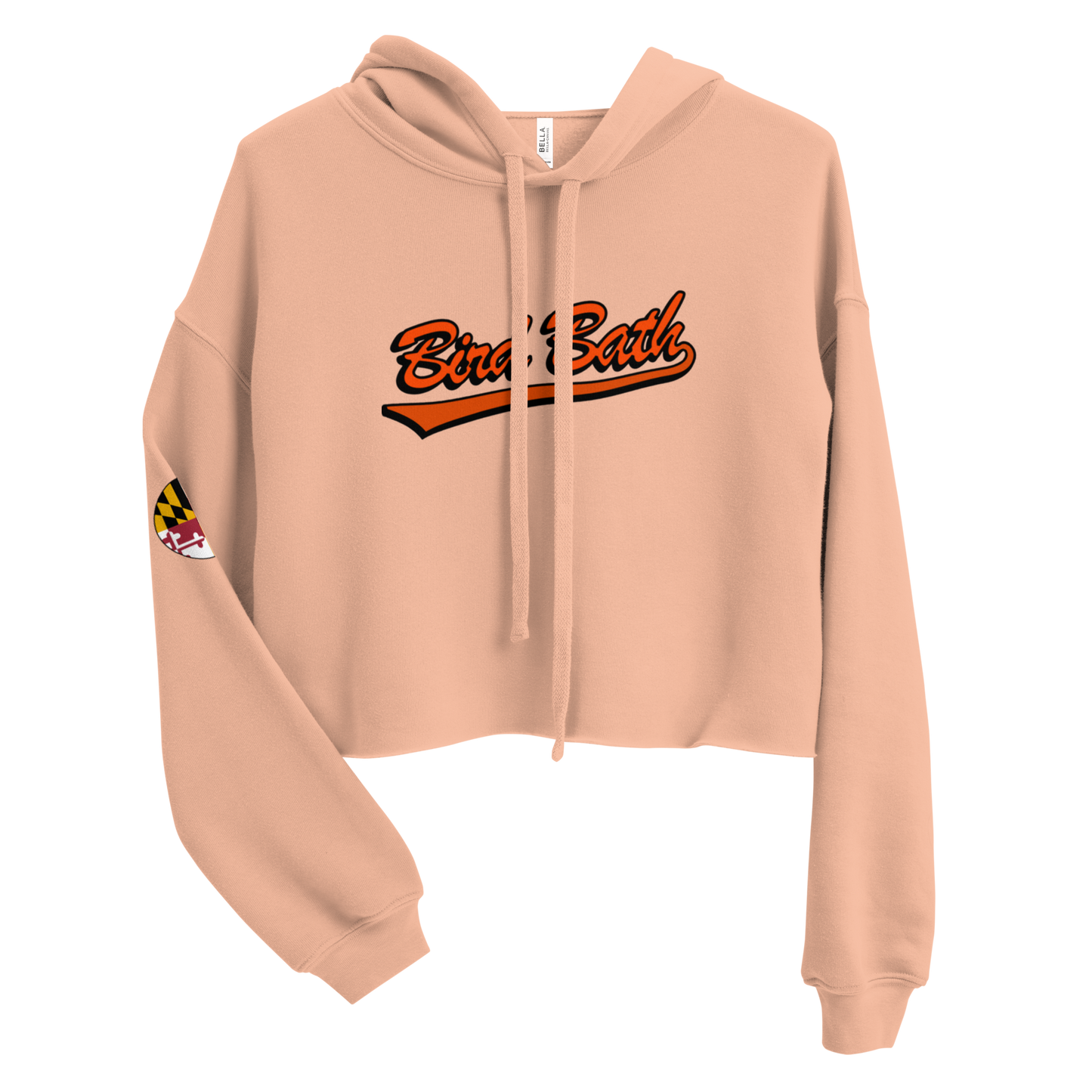 Bird Bath Crop Hoodie, w/ MD Flag Patch and Back Motto