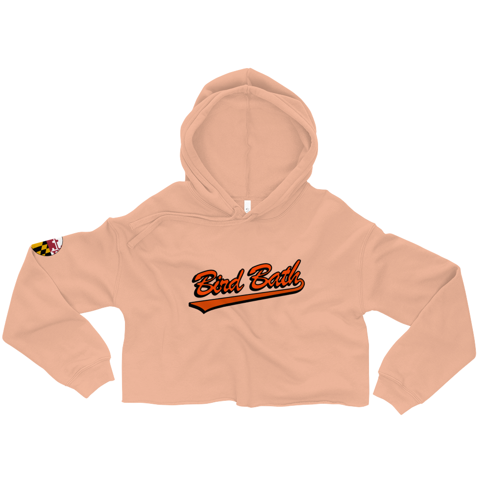 Bird Bath Crop Hoodie, w/ MD Flag Patch and Back Motto