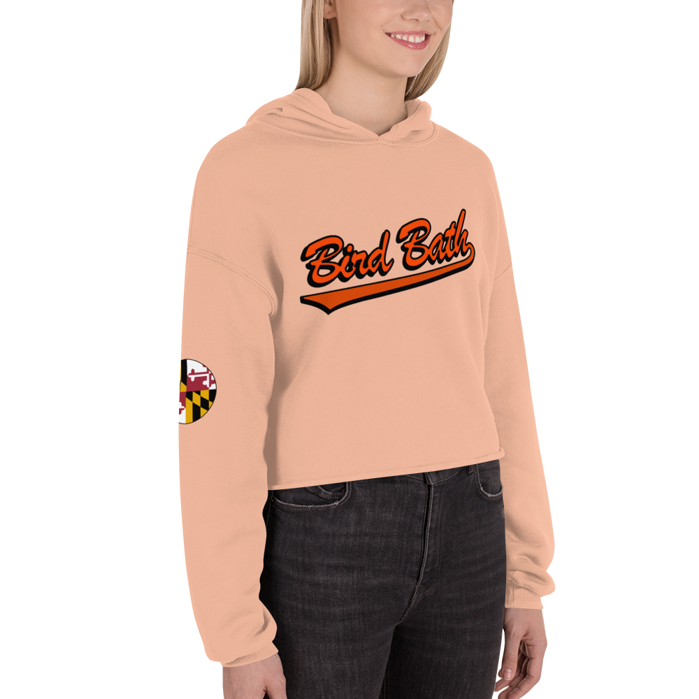 Bird Bath Crop Hoodie, w/ MD Flag Patch and Back Motto