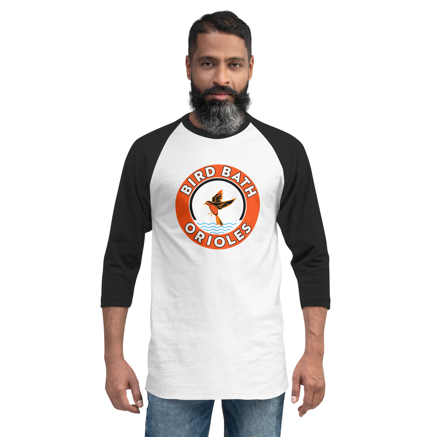 Bird Bath Circle Logo, Baseball T-Shirt - Unisex