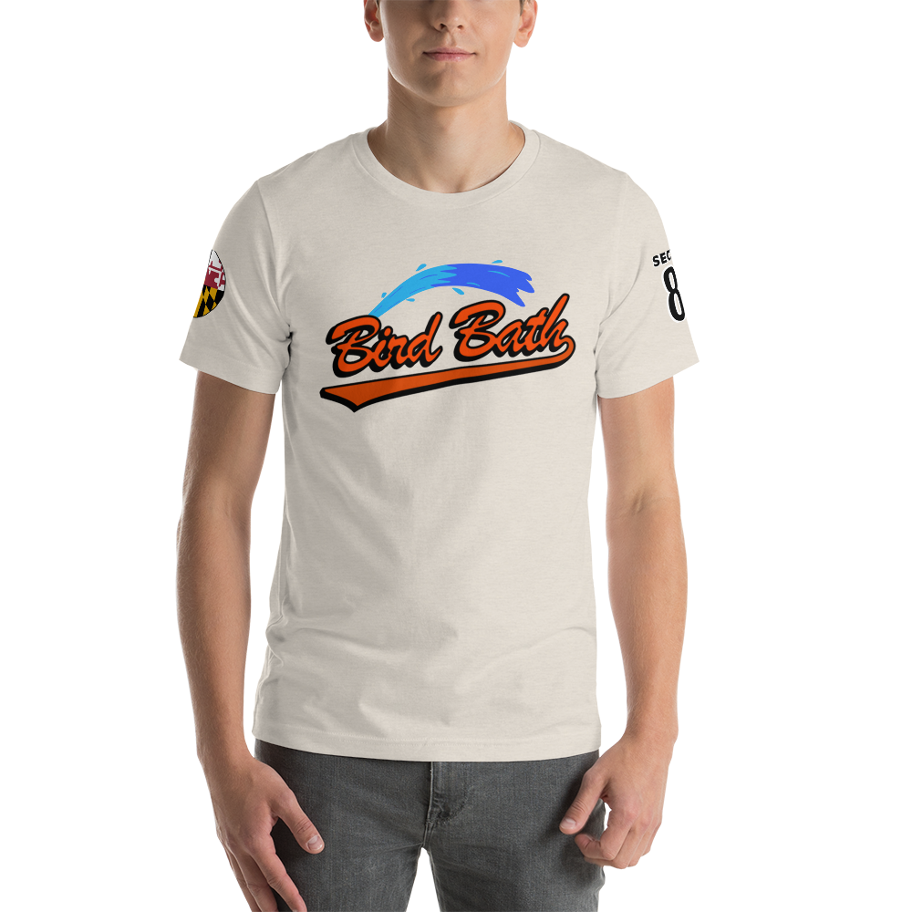 Bird Bath Water Splash T-Shirt, w/ MD Flag Patch and Section 86 - Unisex